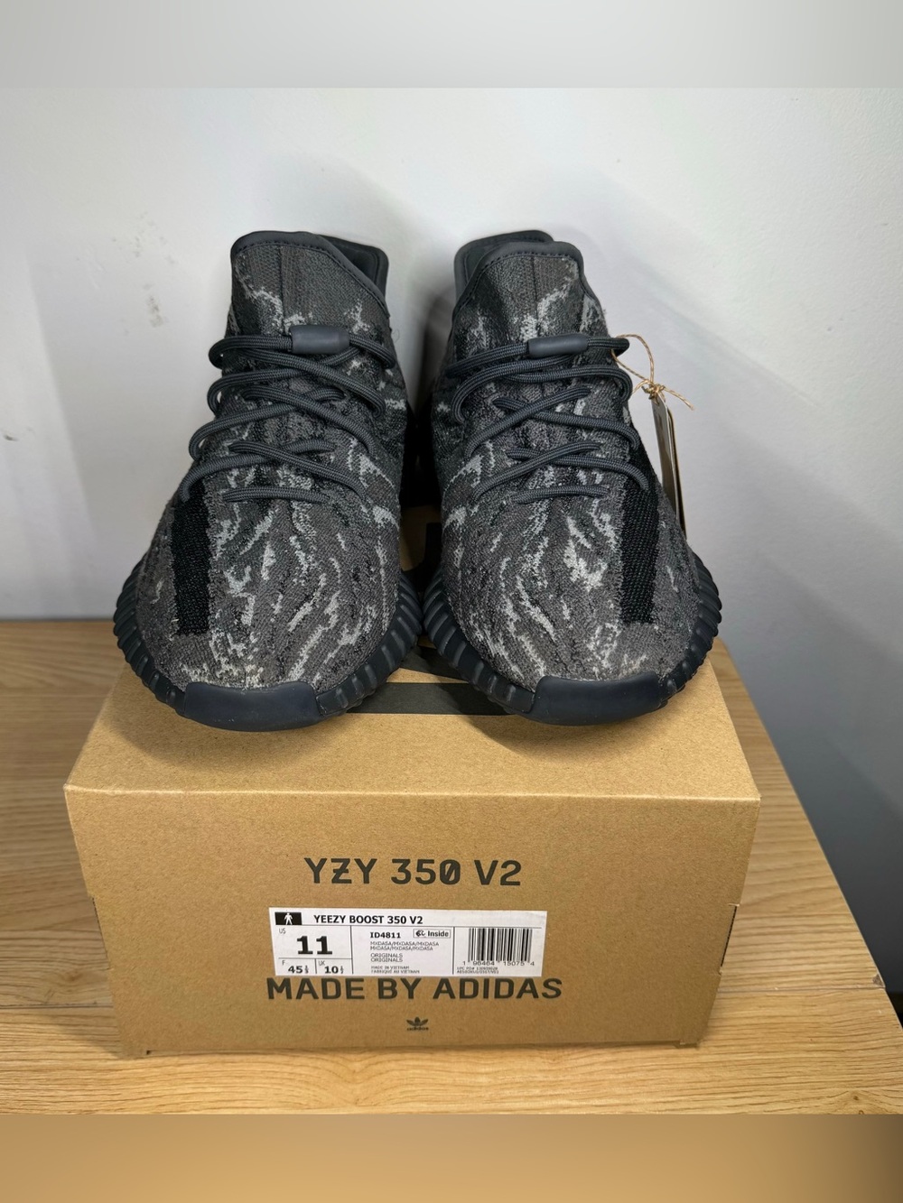 Yeezy 350 Boost V2 Dark Gray Knit Sneakers - Picture 3 of 11